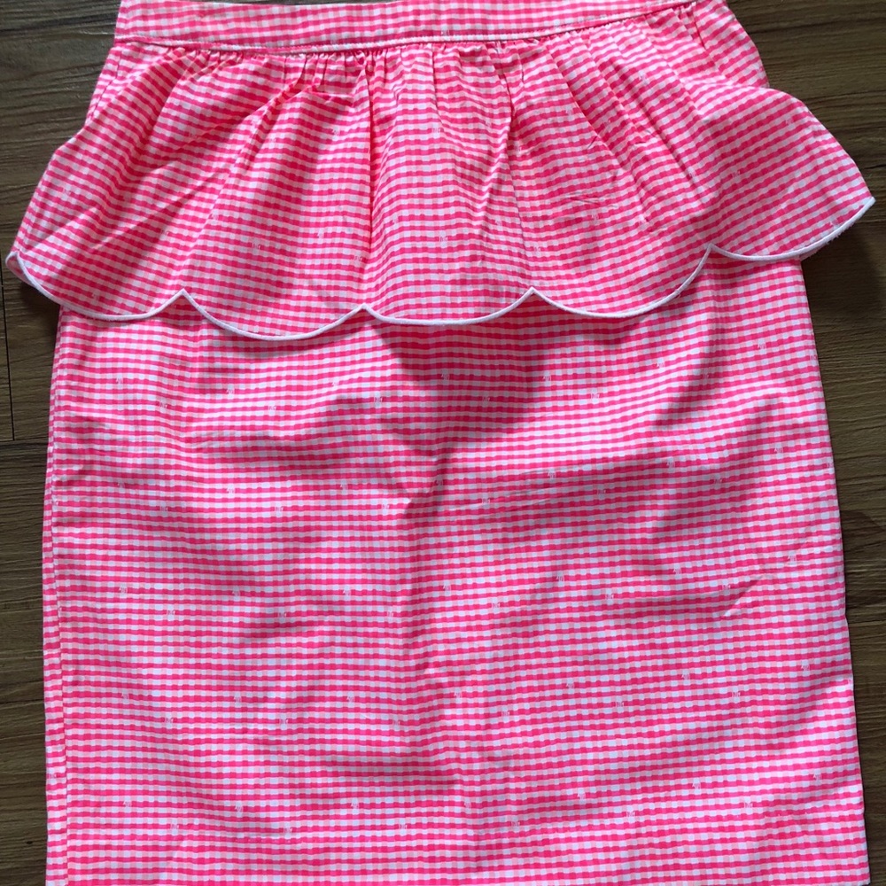 Lilly Pulitzer Gingham Hot Pink Peplum Skirt